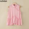 Women Chinese Style Sleeveless Irregular Ruffled Glitter Casual Tank Tops
