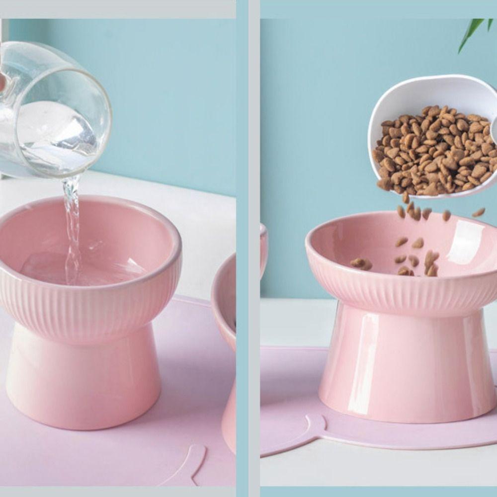 Ceramic Cat Bowl Creative Pet Drinking Feeder Pet Supplies Pet High Foot Bowl  Water Container