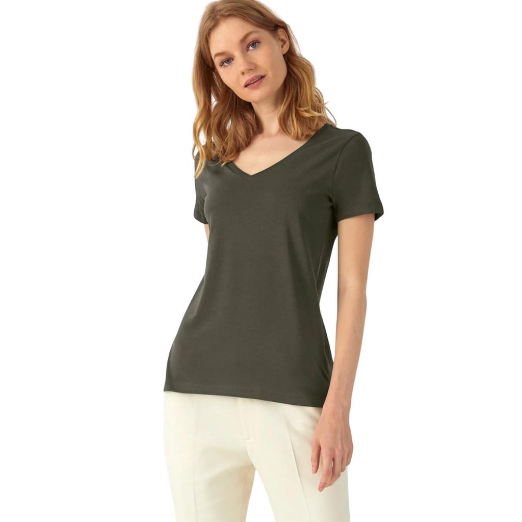 B&C Womens/Ladies Inspire Organic Deep V T-Shirt