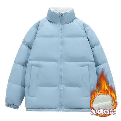Padded Clothes Men's Autumn and Winter Velvet Thickened Padded Jackets Couple Cold-proof Clothes Stand-up Collar Warm Padded Clothes Men's and Women's