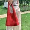 Hollow Crochet Mesh Bag Solid Color Beach Tote Bag Fashion Knitting Shoulder Bag  Ladies