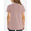 Damen Sommer T-Shirt Lässig Locker Bequem Rundhalsausschnitt Jacquard Lochmuster Kurzarm T-Shirt