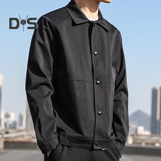 Herrejakke med slag, langermet fløyelsfôr, knappelukking, jakke med lommer, høstvinter, ensfarget yttertøy