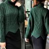 Women Turtleneck Jumper Thickened Warm Short Pullover Sweater Loose Twist  Knit Sweater Winter