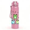1PC Frog Group Music Party Cartoon Print 750ml Color Plastic Sports Water Bottle Leakproof Flip Straw Lid Suitable for Sports Office Home Use