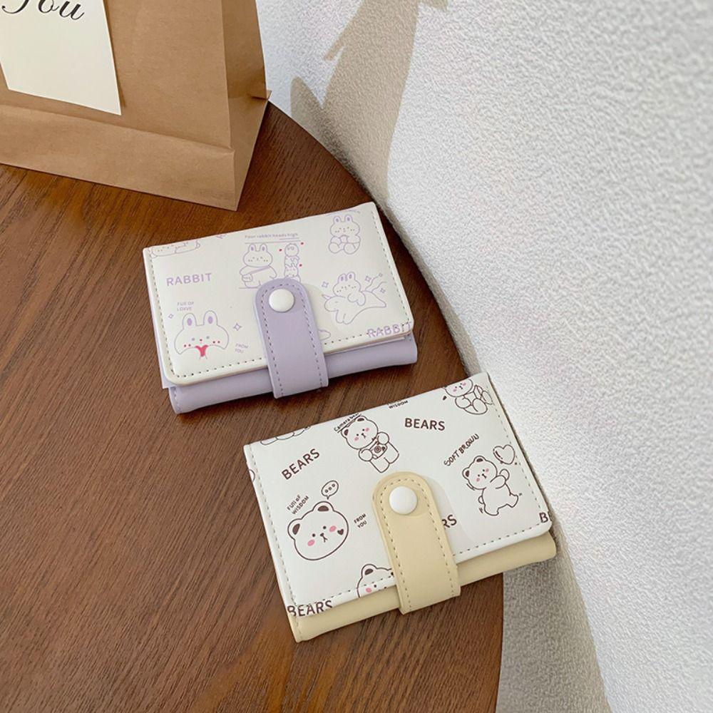 Rabbit Three-fold Wallet Bear Women Coin Purse Portable Cartoon Short Wallet Outdoor