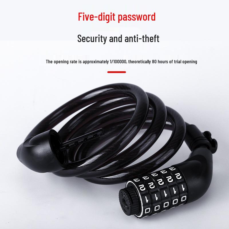 Five-Digit Combo Bicycle Lock – Electric Vehicle, Mountain Bike, Anti-Theft Steel Cable Loop
