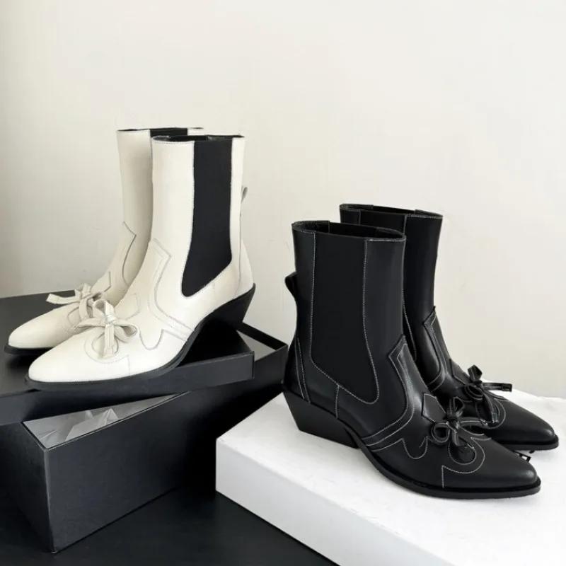 Fashion European American Low Leather Crazy Horse Combat Casual Boots Women's Retro Fashion Commuting Shopping Chelsea Short Boots 44