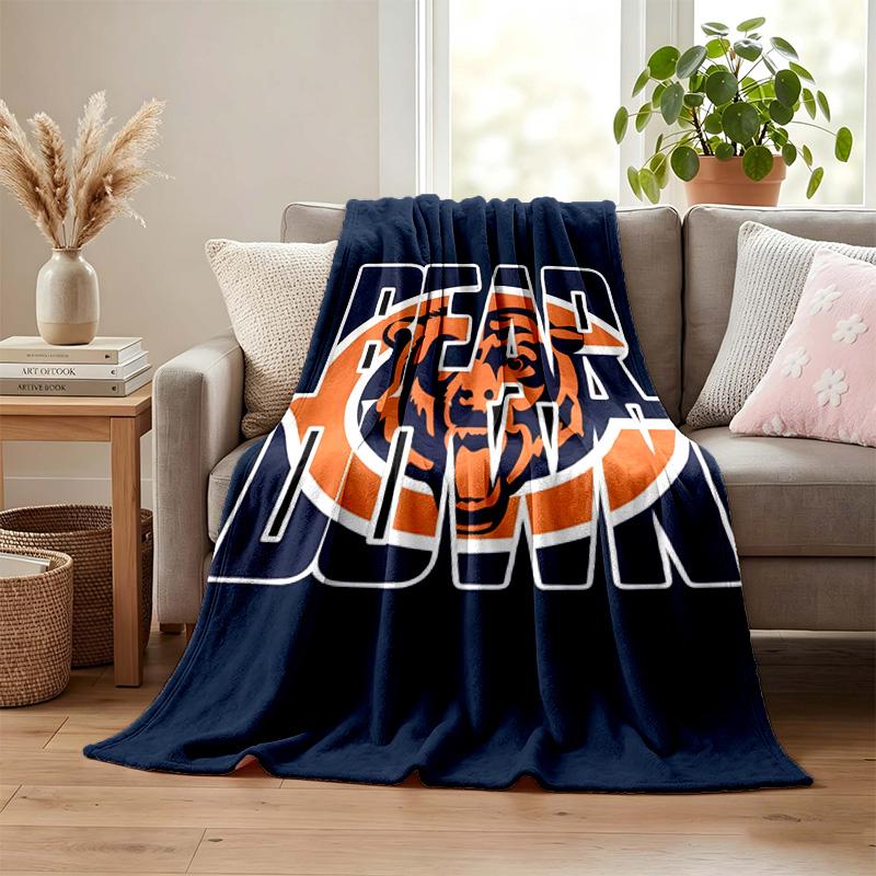 Chicago Bears Blanket Flannel Blanket Soft Cozy Plush Throw for Sofa Bed Lightweight Home Decoration