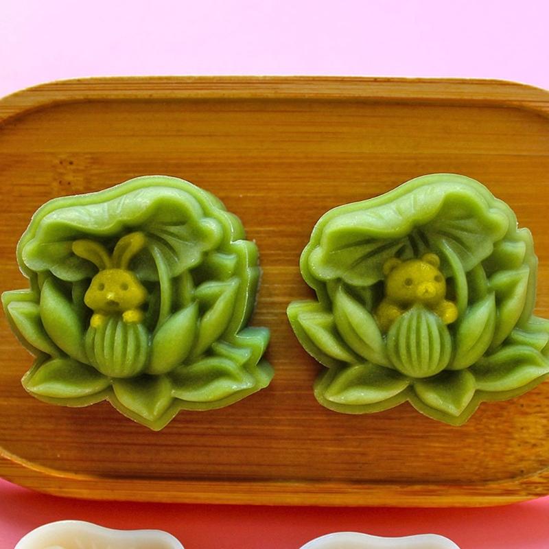 3D Flower Mooncakes Mould ABS Plastic Baking Tool Hand Press Designs For Cakes Cookie And Chocolates