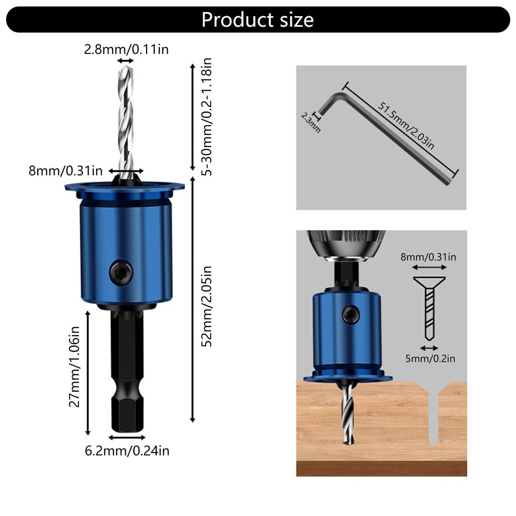 8mm Shank Countersink Drill Bit Woodworking Counterbore Hole Drill Bits Woodworking Countersink Drill Bit Woodworking