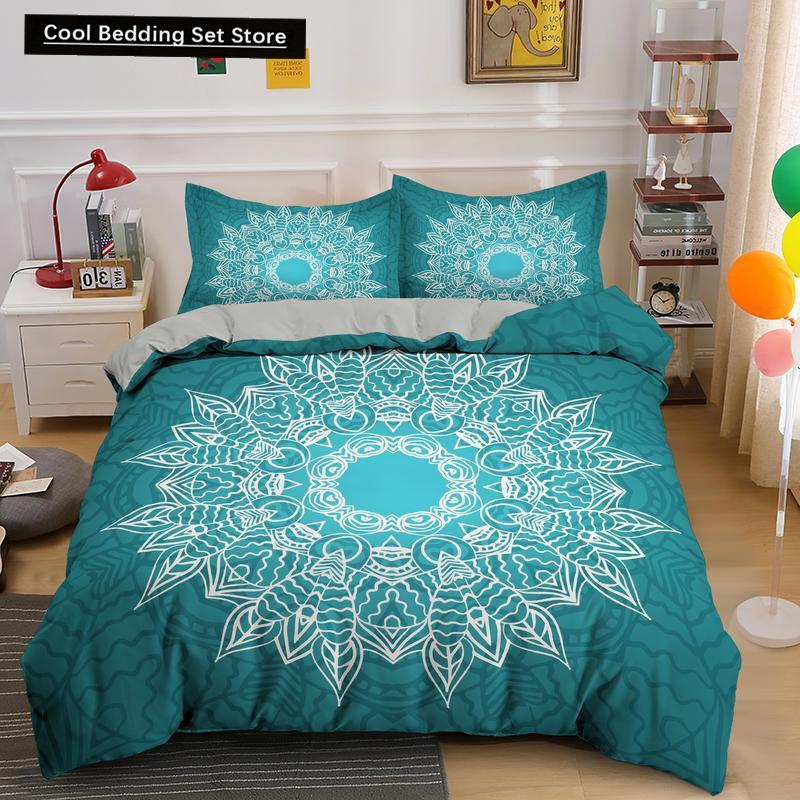 Mandala King Queen Duvet Cover Bohemian Bedding Set For Teens Adults Girls Exotic Ethnic Floral 2/3Pcs Polyester Comforter Cover