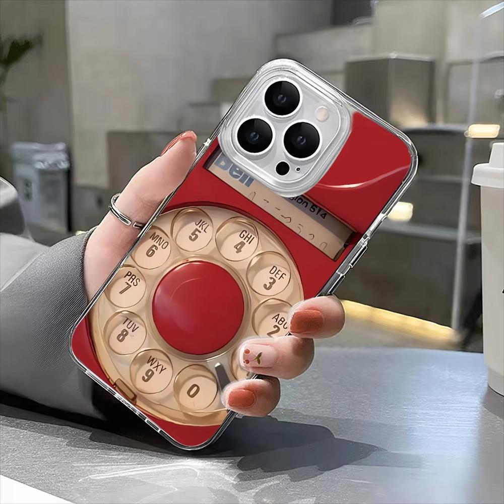 Retro Telephone Pattern Phone Case For iPhone 17 Air 16 14 15 Pro Plus 13 12 11 Pro Max Shockproof Silicone Soft Cover Fundas