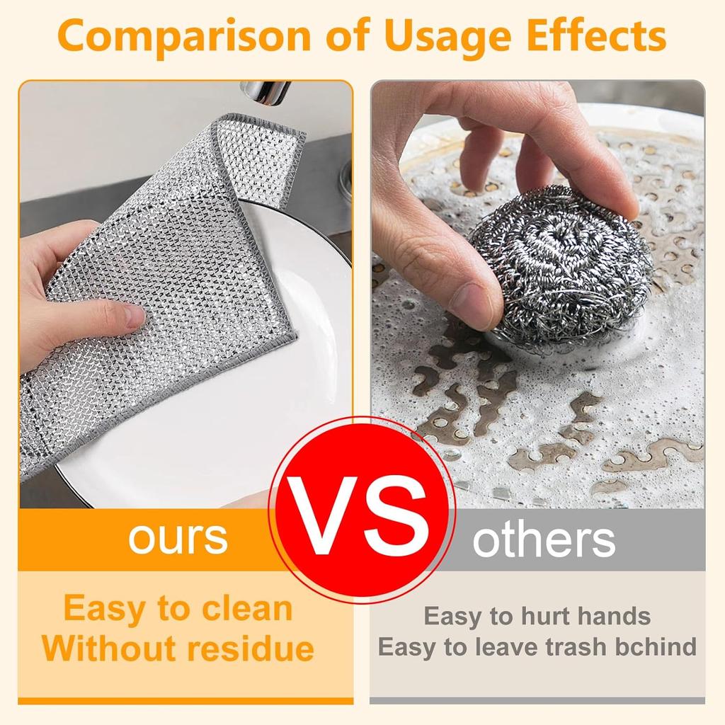 15PCS Multipurpose Wire Dishwashing Rag,Non Scratch Wire Dishcloth, Reble Steel Wool Scrubber,Non-Scratch&Quick-Drying&Odor-Resistant Multi-Purpose