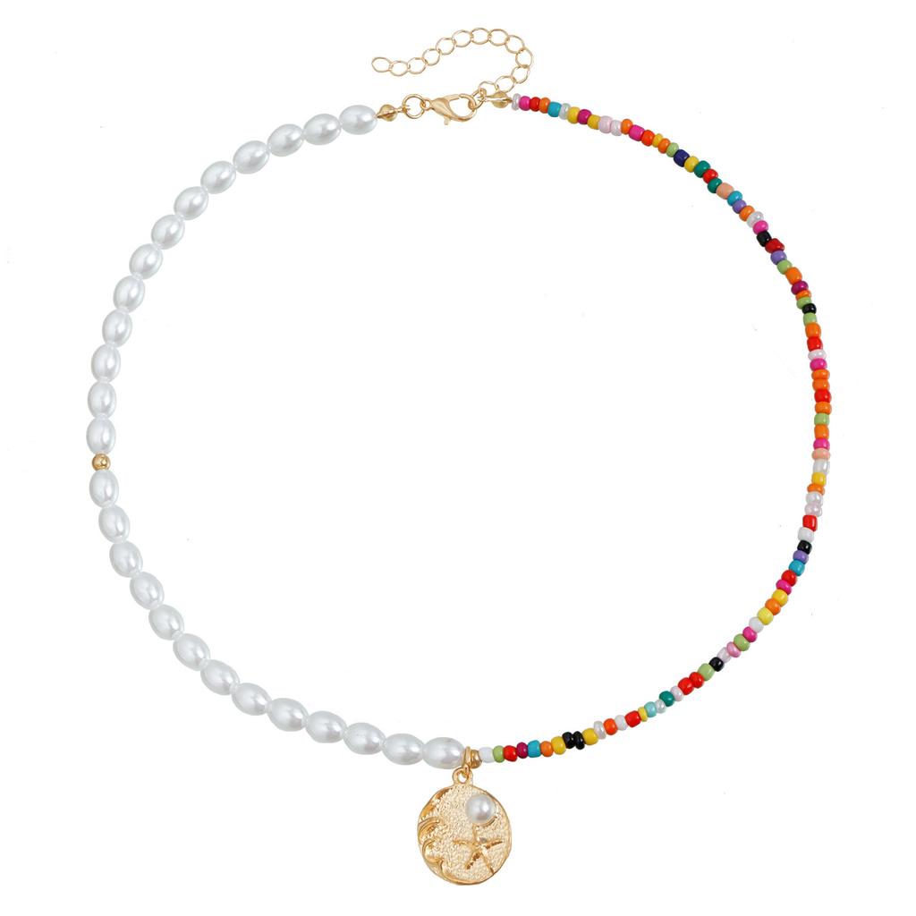 Bohemian Vintage Summer Beach Element Necklace Colorful Rice Bead Necklace