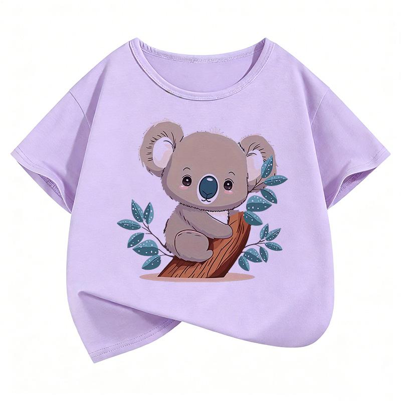 Cute Sloth Pattern Children's T-Shirt Summer Short Sleeve Cartoon Boys and Girls Clothes Cute Top