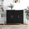 Sideboard In Black Oak Look 90 X 34 X 80 Cm Engineered Wood