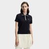 FILA White Fashion Simple Classic Retro Casual Versatile Comfortable Half-Zip Knitted Short Sleeve Sweater Women tops Legendary-Blue F11W613406FNV
