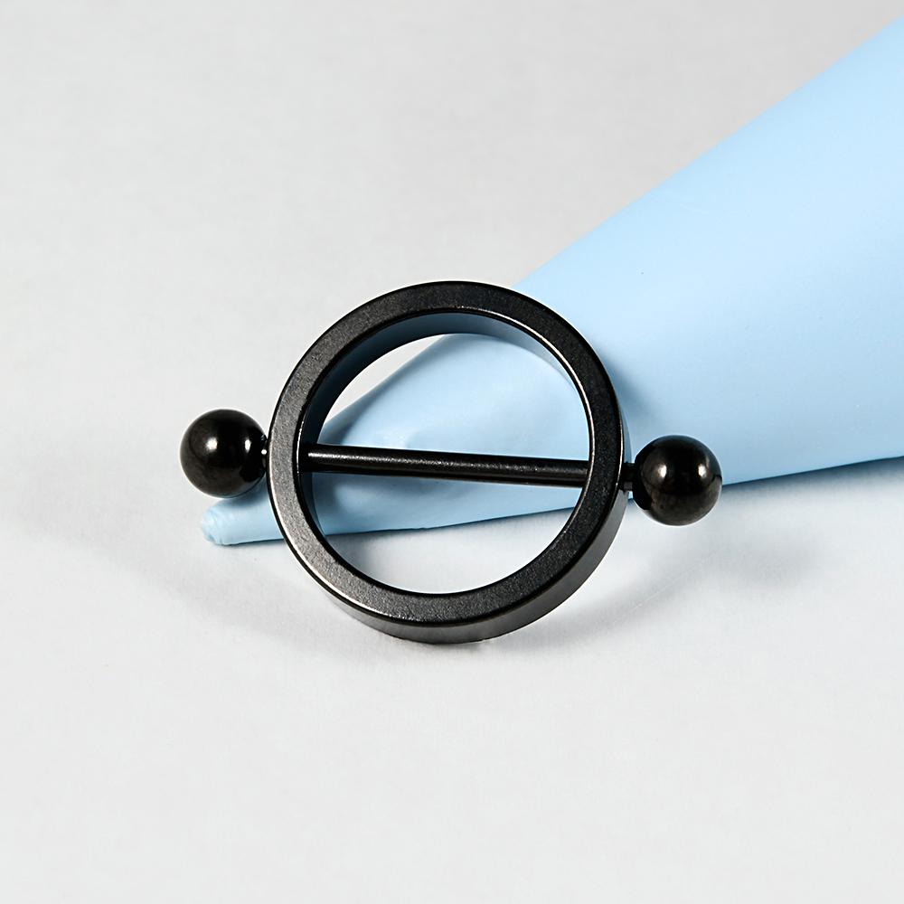 1 Paar Chirurgischer Stahl Schwarz Vergoldet Brustwarzenpiercing Runder Creolen Langhantel Brustwarzenschild Frauen Sexy Piercingschmuck 14G