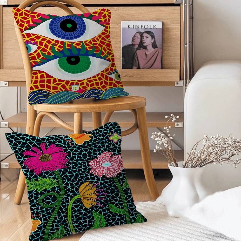 Federe per Cuscini Yayoi Kusama Cartone Animato Divano Decorativo Casa Stampa Double-sided Peluche Corto Carino Copricuscino