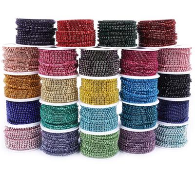 Electroplated Glass Rhinestone Chain - Single Row Claw Chain for DIY Costume Accessories