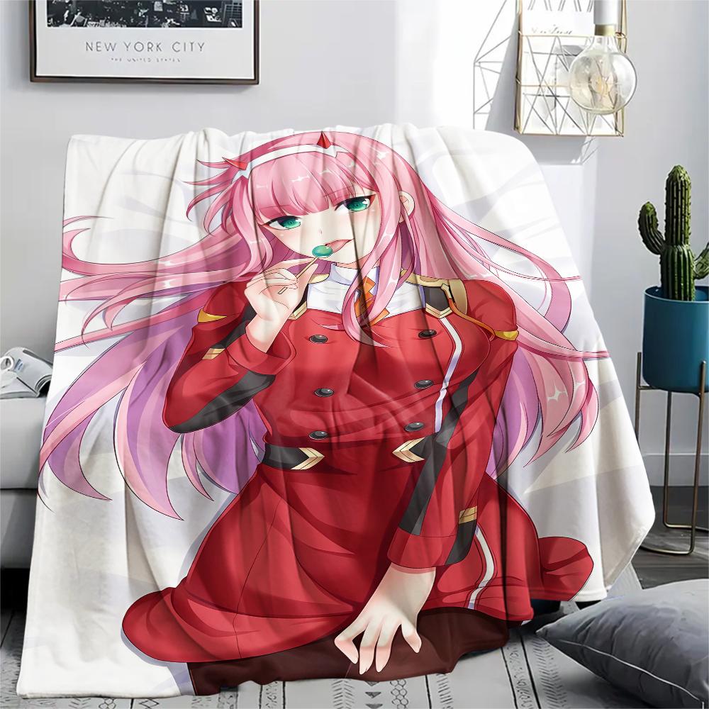 1PC DARLING In the FRANXX Zero Two Print Flannel Blanket, High Quality All Seasons, Home Decor, Warmth and Comfort, Perfect for Christmas Gifts