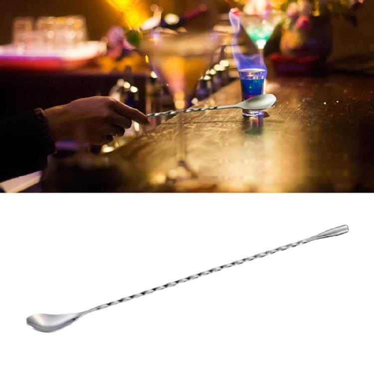 Durable 304 Stainless Steel Cocktails Spoon Double Ended Mixing Tool Polished Finish For Professional And Home Bartending
