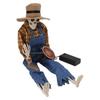 Halloween Cowboy Skull Statue Luminous Eyeball Simulation Halloween Cowboy Skeletons Ornaments for Desktop Decoration