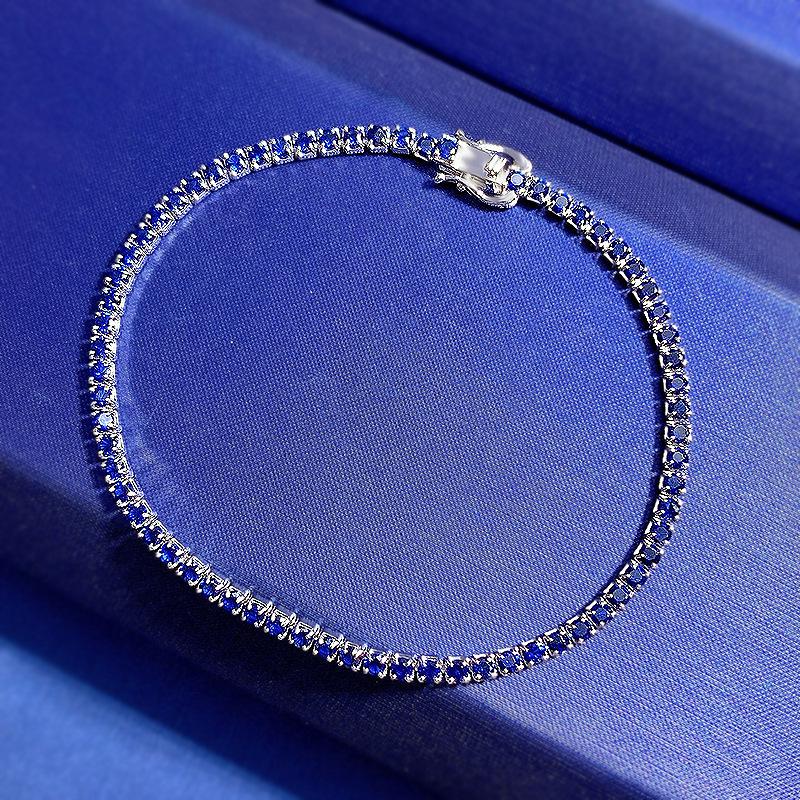 Longlongjin S925 Sterling Silver Women's Tennis Bracelet with Zircon Diamond Inlay