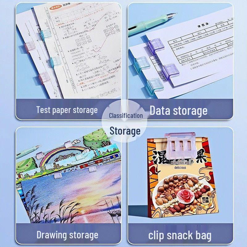 Candy Color Push-Pull Anti-Curl A4 Paper Binder Clips, 2025