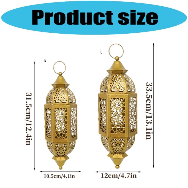 Portacandele in Ferro Battuto Marocchini Lanterna con Design Traforato da Appendere Decorazioni Regalo per Eid Ramadans