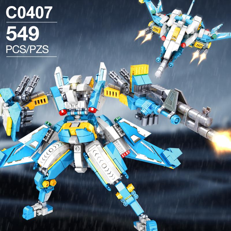 

WOMA TOY Доставка сейчас C0407 549 шт. Sky Conqueror Трансформируемый сборный набор для мальчиков Mecha Brick Building Set игрушка для детей 6-12 лет