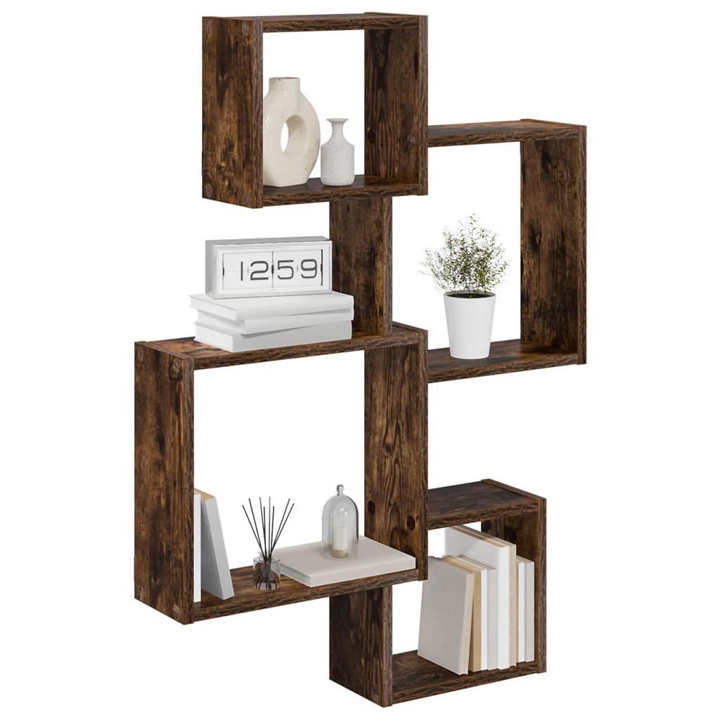 Wall Mounted Cube Shelves Wall Bracket Brown 64 x 13.5 x 91.5 cm