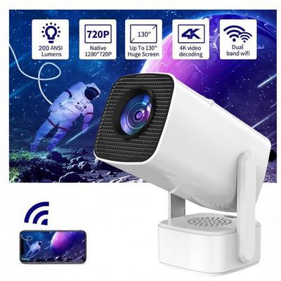 HD 4K Cross-border Barrel Projector for Home Theater, Wall Projection, Bedroom, Living Room - Mobile Phone Screen Casting