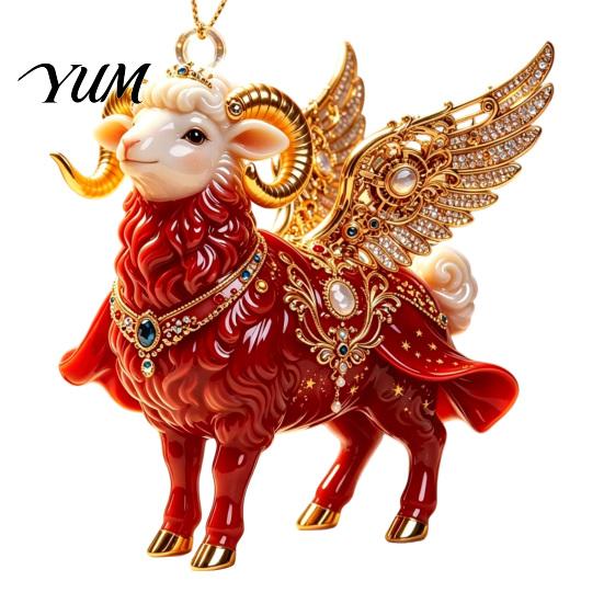 Winter Wonderland Party Supplies 2D Flat Christmas Sheep Hanging Ornament with Lanyard, Acrylic Decorative Holiday Charms Tree Pendant for Home