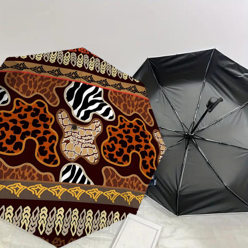 1PC Leopard Print Zebra Stripes Umbrella-8-Rib Reinforced Portable Folding Travel Suitable for All Seasons Outdoor Daily Use-G367