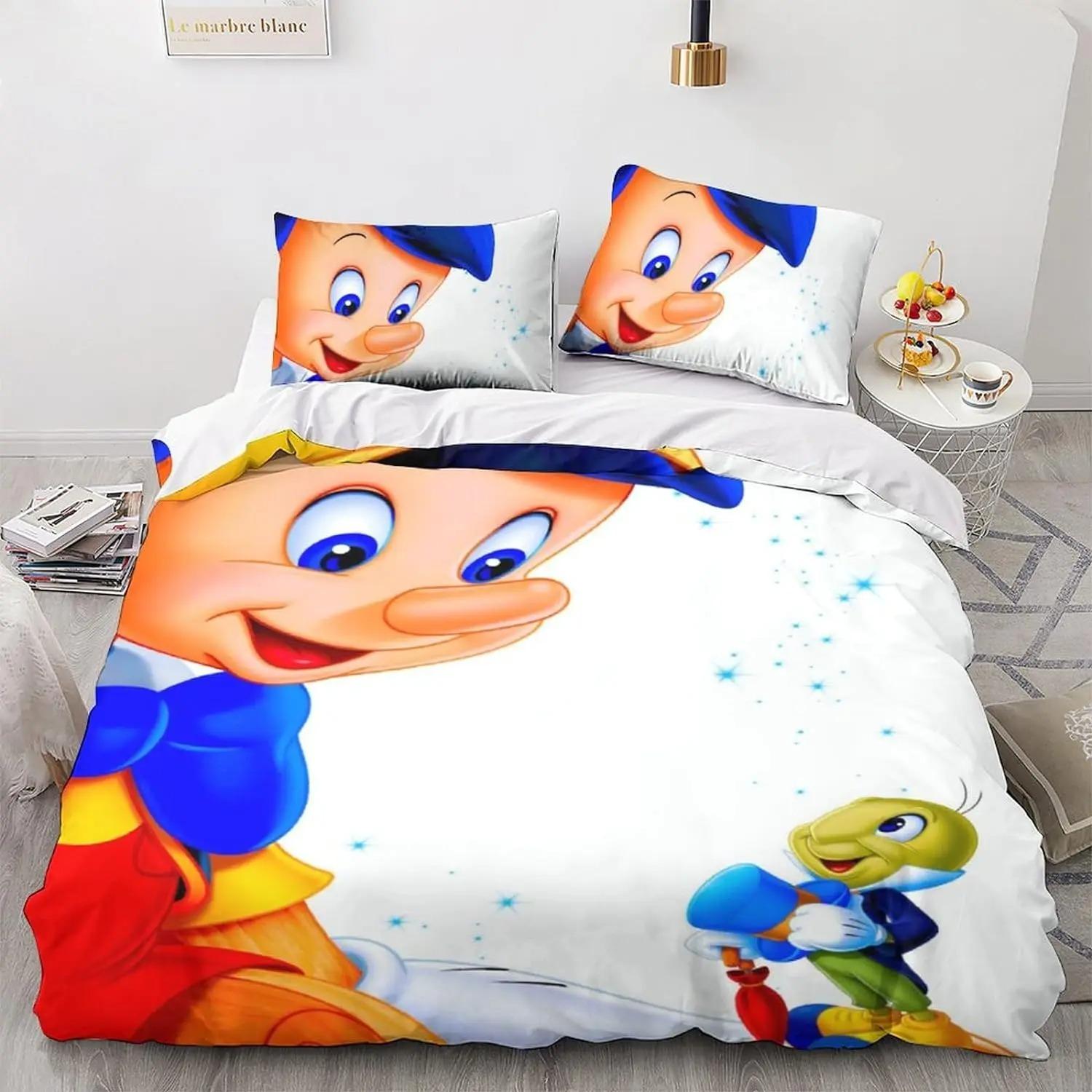 3D Printed Pinocchio Duvet Cover Pillowcase Pinocchio Bedding Set Adult Boy Girl Bedroom Decoration Children Single Double 135x200cm
