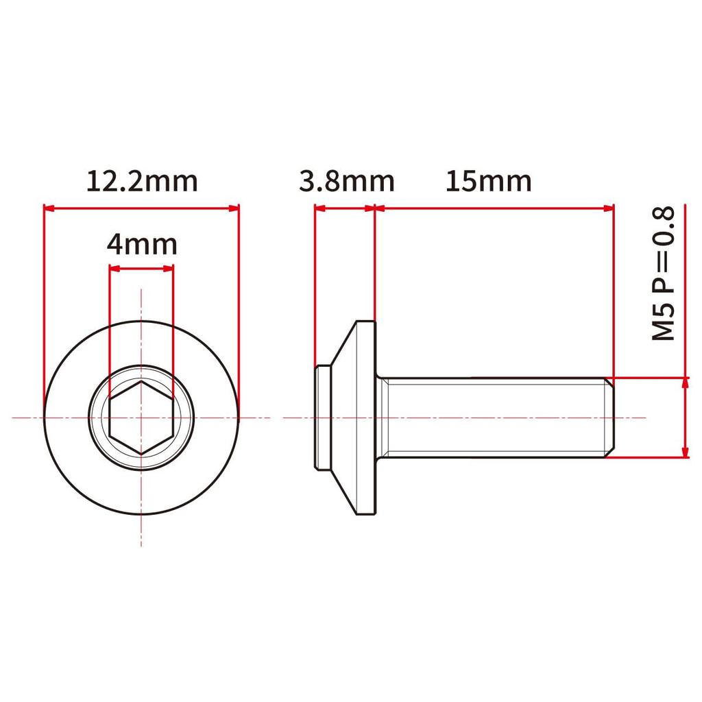 ZETA RACING Screen Bolts Red 4 Pieces High Strength Aluminum