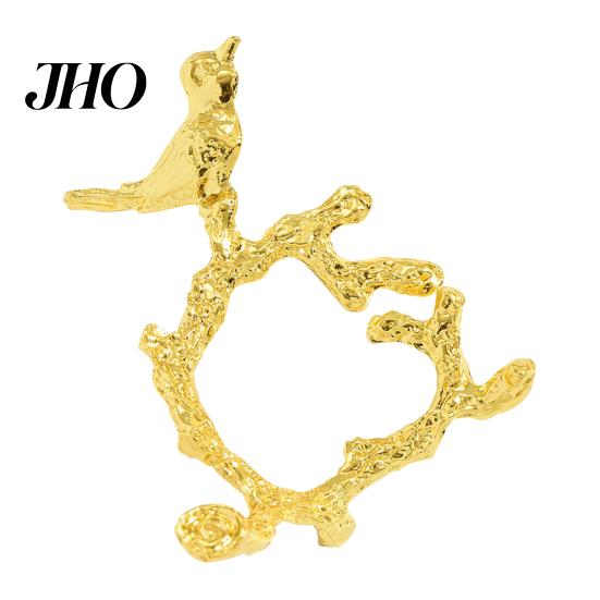 Alloy Napkin Ring Ring, Vintage Branch & Bird Design with Gold Finish, Open-End Holder for Cotton Linen Cloth Dinner Napkins, Wedding Banquet