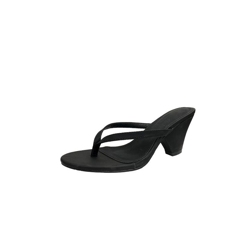 Women'S Shoes French Style Vintage High Heel Toe Post Sandals Women'Ssummer Block Heel Outdoor Wearsandals Slippers Flip Flops