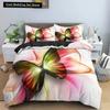 Butterfly Duvet Cover King Queen Size Animal Floral Bedding Set for Teens Adults Beautiful Flower 23pcs Polyester Quilt Cover