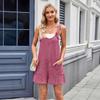 Damen Freizeit Ärmellos Taschen Gerade Locker Träger Kurzer Overall Jumpsuit