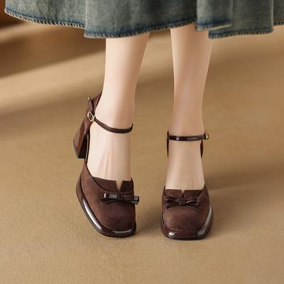 French Retro Light Mature Elegant Hollow Baotou Sandals All-match Simple Thick-heeled Buckle High Heels