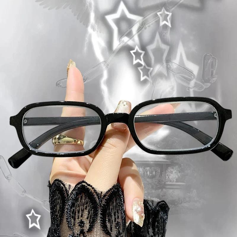 Y2K Printed Square Frame Glasses Women Men Retro Anti Blue Light Trends Eye Protection Eyewear Transparent Leopard Print Glasses