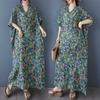 Women's Vintage Long Dress with Cotton and Linen Patterns