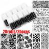 10/20/30Rolls 2.5cm Black White Lace Transfer Foil New Nail Art Sexy Full Wraps Flower Glue Adhesive DIY Manicure Styling Tools
