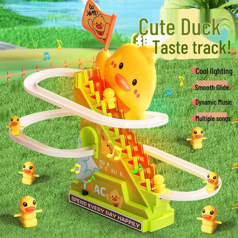 Children's Electric Climbing Duck Track: Interactive Light & Music Toy
