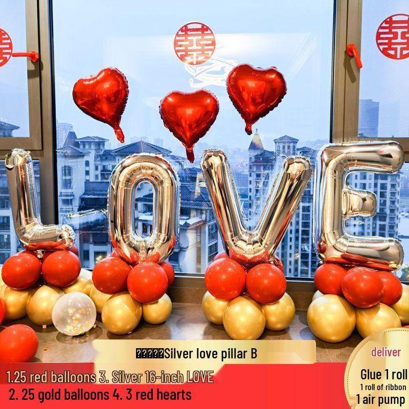 Love Letter Aluminum Foil Balloon Set for Wedding Decorations