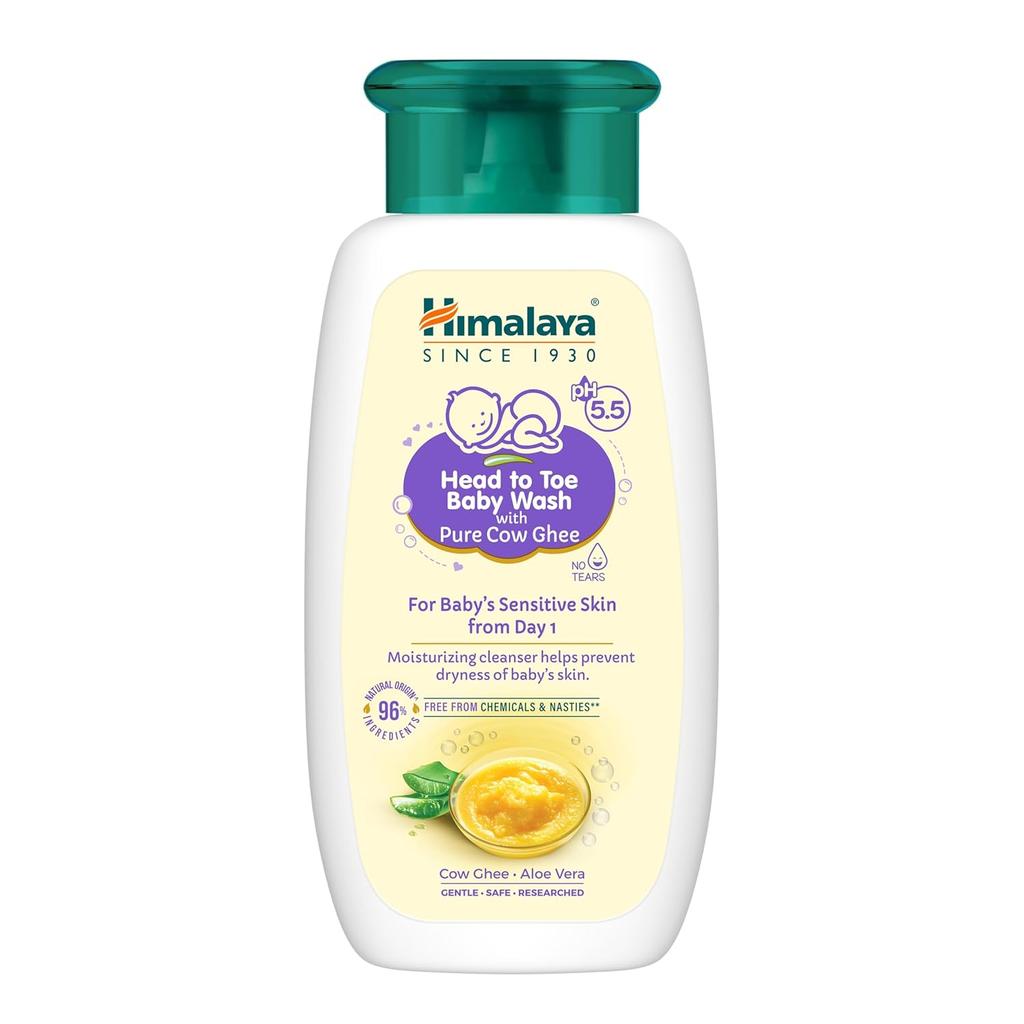 Himalaya Kopf bis Fuß Babywaschmittel mit reinem Kuhghee und Aloe Vera, Tränenfreie Reinigung für empfindliche Haut, pH5.5 Schutz, 100ml Flasche