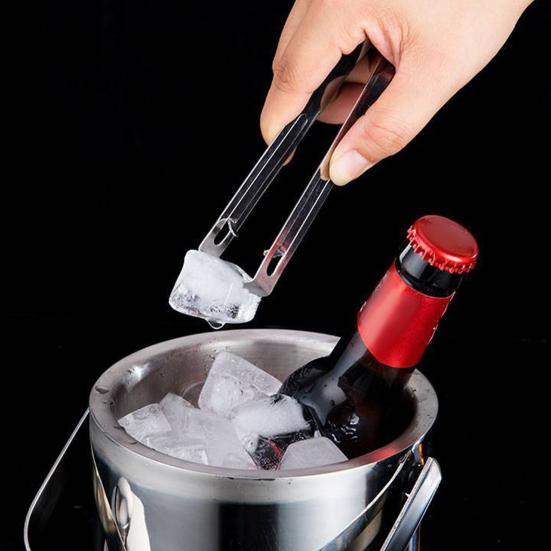 1.3L Double-Wall Ice Bucket with Lid And Tong 6-Hour Cooling Beer Chiller for Bar Home 304 Stainless Steel Insulated Ice Container